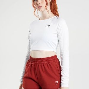 Gymshark training white long sleeve crop top